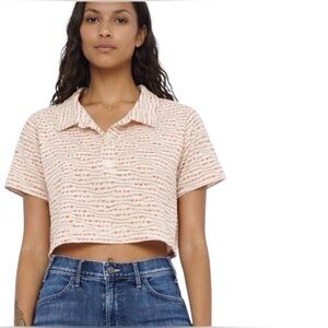 Zara Women's Cream and orange Knit Crop Top